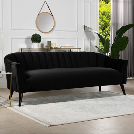 3 Seater Chesterfield Couch Furniture,Classic Velvet Upholstered Sofa with Deep Tufted Back and Scroll Arms - Image 2