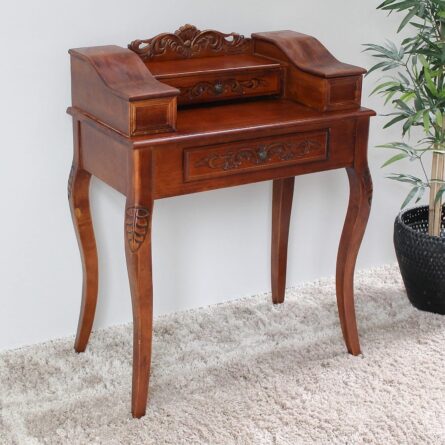 Furniture Piece Carved Wood Two Drawer Telephone Table - Image 7