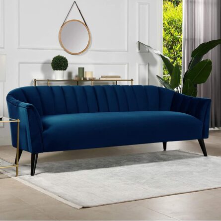 3 Seater Chesterfield Couch Furniture,Classic Velvet Upholstered Sofa with Deep Tufted Back and Scroll Arms - Image 5