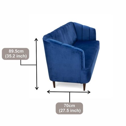Ryan Gray Velvet Upholstered Sofa 3-Seater Sofa Solid Wood Frame - Image 6