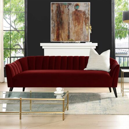 3 Seater Chesterfield Couch Furniture,Classic Velvet Upholstered Sofa with Deep Tufted Back and Scroll Arms - Image 6