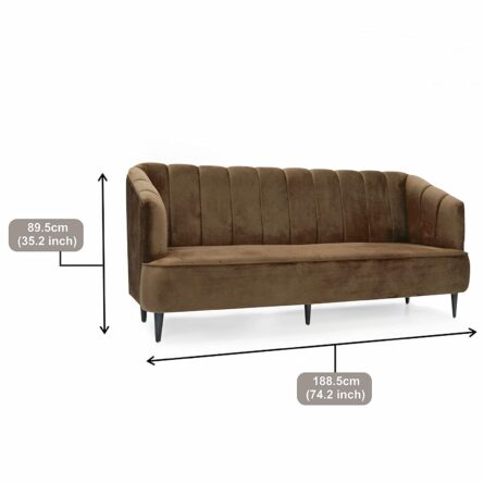 Ryan Gray Velvet Upholstered Sofa 3-Seater Sofa Solid Wood Frame - Image 8