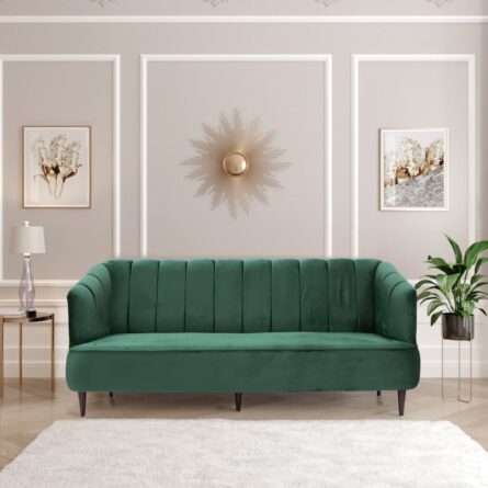 Ryan Gray Velvet Upholstered Sofa 3-Seater Sofa Solid Wood Frame - Image 10