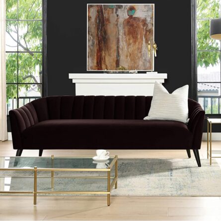 3 Seater Chesterfield Couch Furniture,Classic Velvet Upholstered Sofa with Deep Tufted Back and Scroll Arms - Image 7