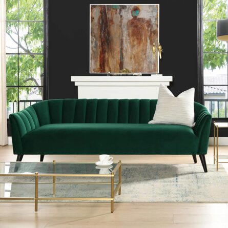 3 Seater Chesterfield Couch Furniture,Classic Velvet Upholstered Sofa with Deep Tufted Back and Scroll Arms - Image 3