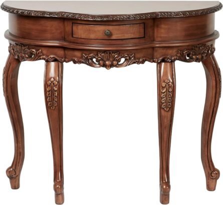 Furniture Piece Carved Wood Two Drawer Telephone Table - Image 3