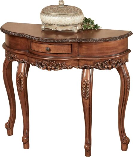 Furniture Piece Carved Wood Two Drawer Telephone Table - Image 4