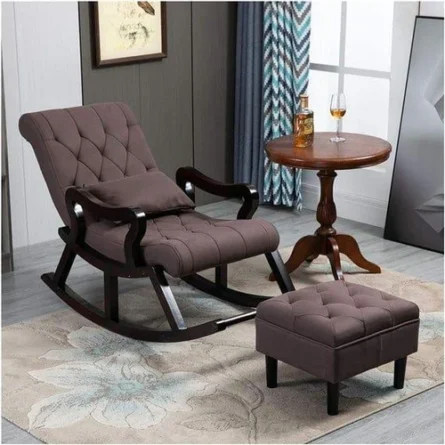 Wooden Rocking Chair with Footrest - Image 3