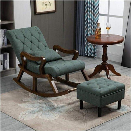 Wooden Rocking Chair with Footrest - Image 4