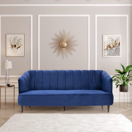 Ryan Gray Velvet Upholstered Sofa 3-Seater Sofa Solid Wood Frame - Image 4