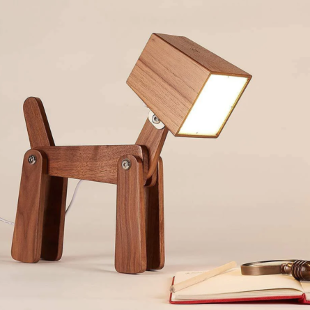 Wooden Dog-Shaped Study lamp