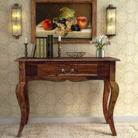 Furniture Piece Carved Wood Two Drawer Telephone Table