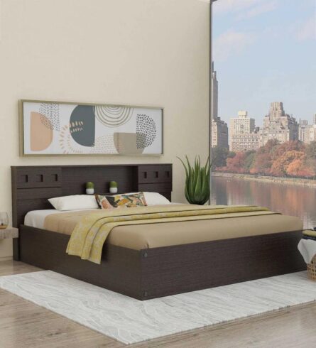 King Size Bed in Brown Finish with Box Storage (Copy)
